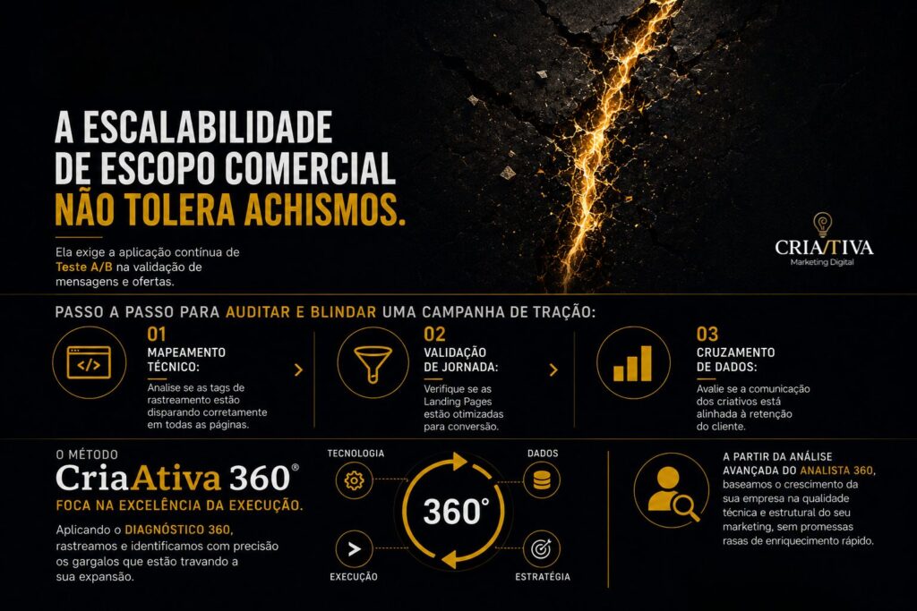 Ilustração técnica sobre escala de vendas e inteligência de dados para campanhas publicitárias