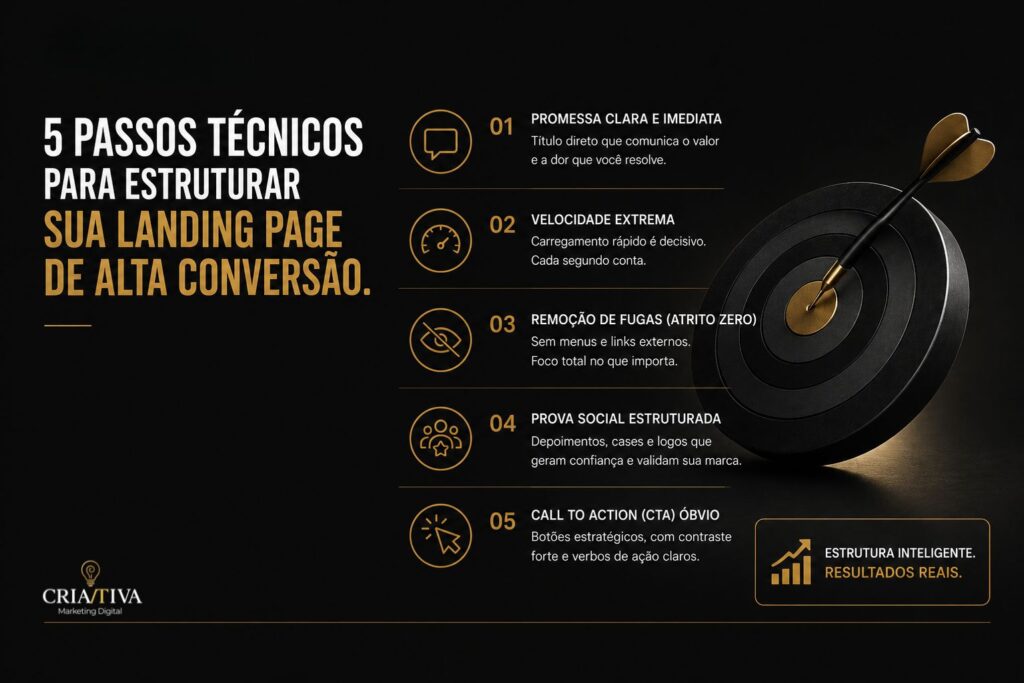Diagrama técnico mostrando a estrutura de uma Landing Page de Alta Conversão